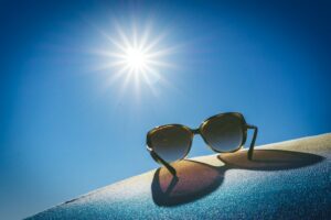 brown framed sunglasses